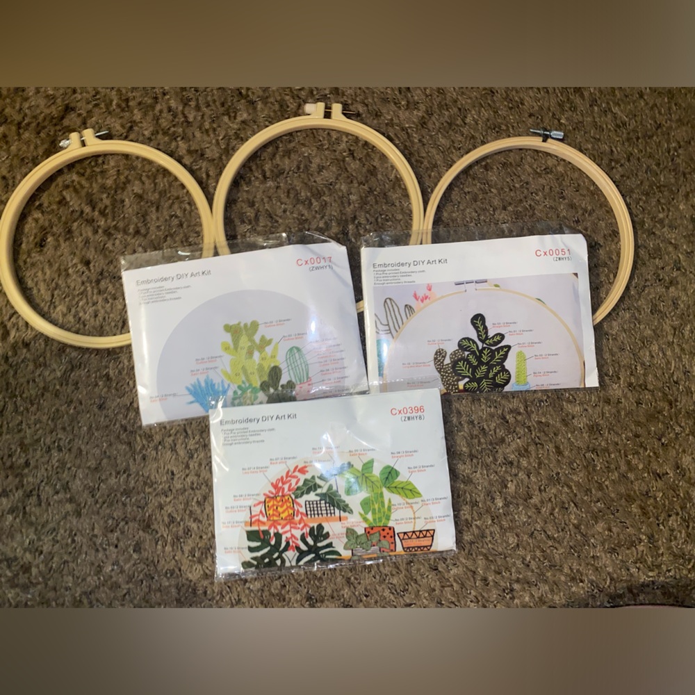 Beginner Embroidery Kit Bundle - Plants and Succulents